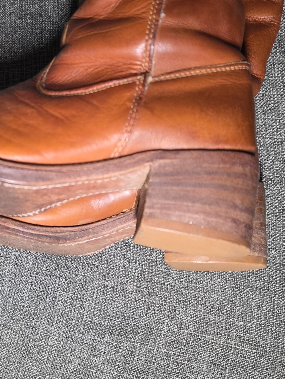Vintage 70s ACME Leather Winter Campus Boots Sherpa Lined USA Made 7.5 - Picture 8 of 14
